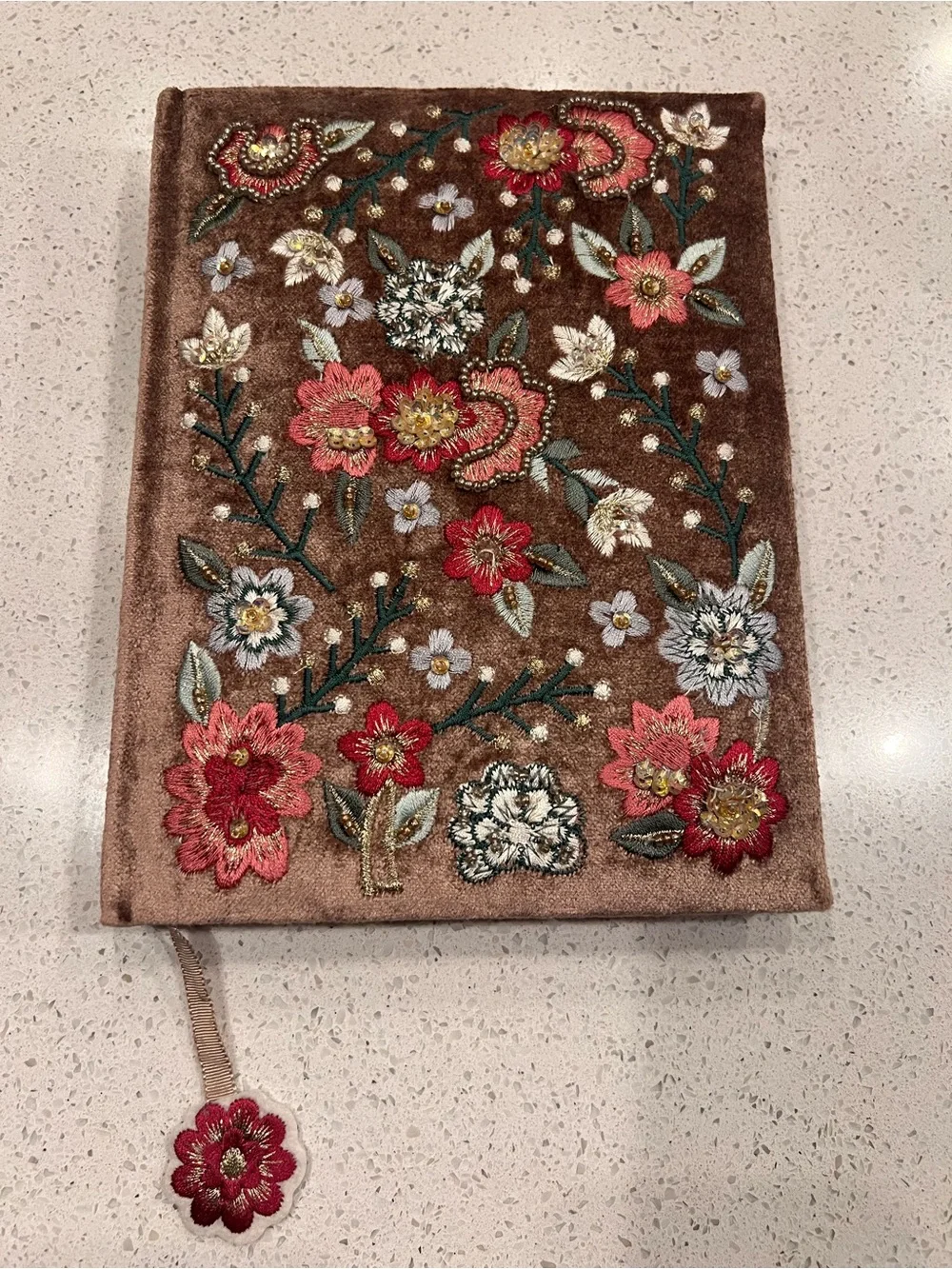 Handcrafted Velvet Floral Embroidered Beaded Journal Notebook